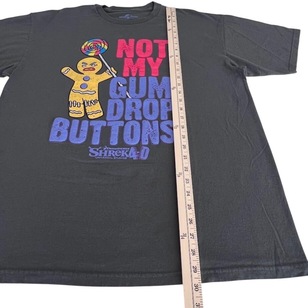 Shrek Gingy Not My Gumdrop‎ Buttons Graphic Tee XL Gray Universal Studios - Picture 4 of 5